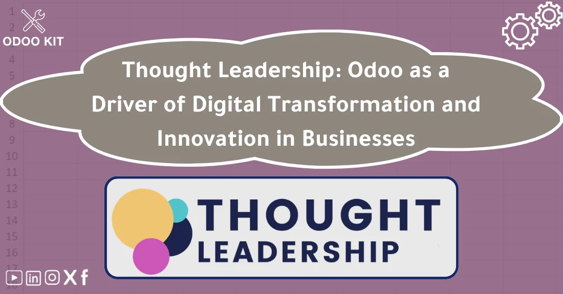 Business leader reviewing Odoo ERP thought leadership insights on a laptop to guide digital transformation strategy.